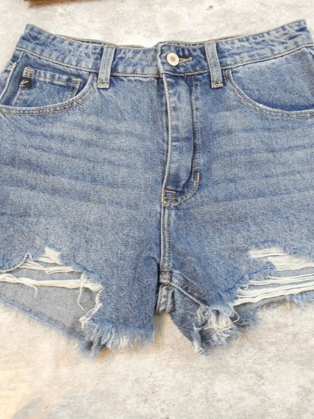 KanCan Jean Short Blue Distressed Medium Wash Cut Offs Denim